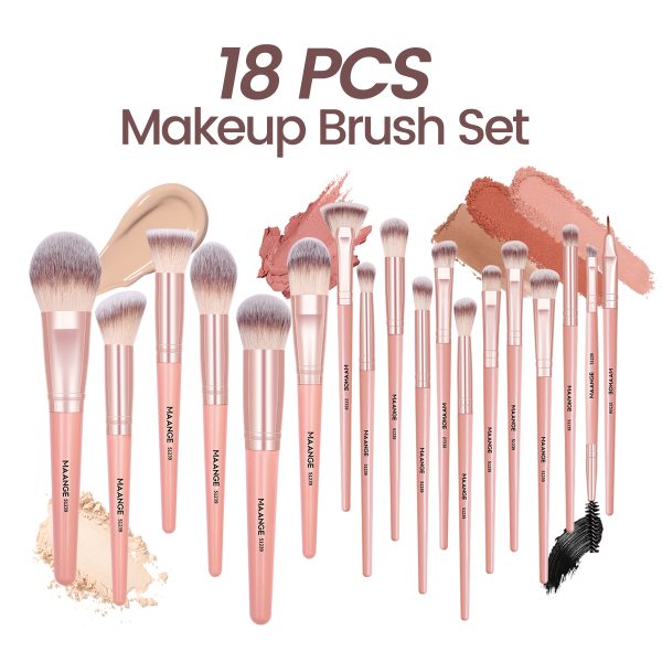 MAANGE Custom OEM&ODM Professional Makeup Set 18pcs Luxury Eyeliner Eyebrow Foundation Concealer Face Brushes Makeup Brush Set