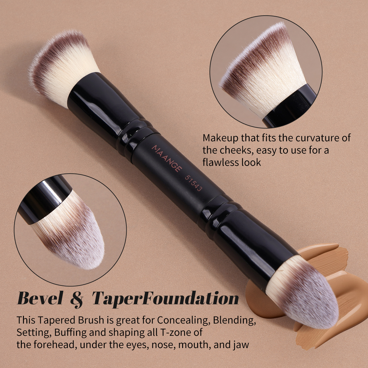MAANGE 7pcs Synthetic Hair Makeup Brush Set Powder Brush Concealer Brush Customizable Facial Makeup Brush Set - 图片 6