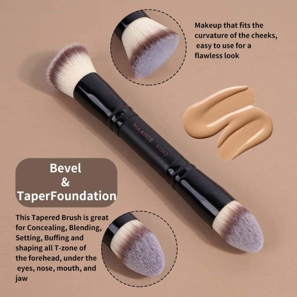 MAANGE Wholesale Custom Logo 4pcs Double Ended Foundation Makeup Brushes Private Label Professional Makeup Brush Set