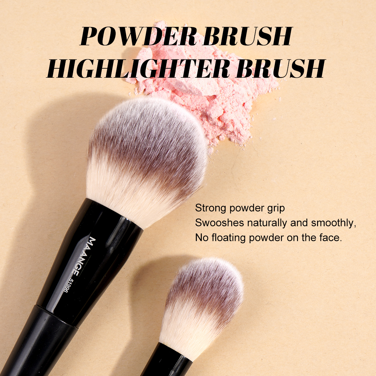 MAANGE 3pcs Professional Makeup Brushes Foundation Loose Powder Blush Highlighter BrushMakeup Brush Set - 图片 3