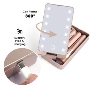 MAANGE Professional 7pcs Makeup Brush Set LED Mirror Storage Box Eyeshadow Foundation Blush Loose Powder Facial Makeup Brush Set - 图片 5