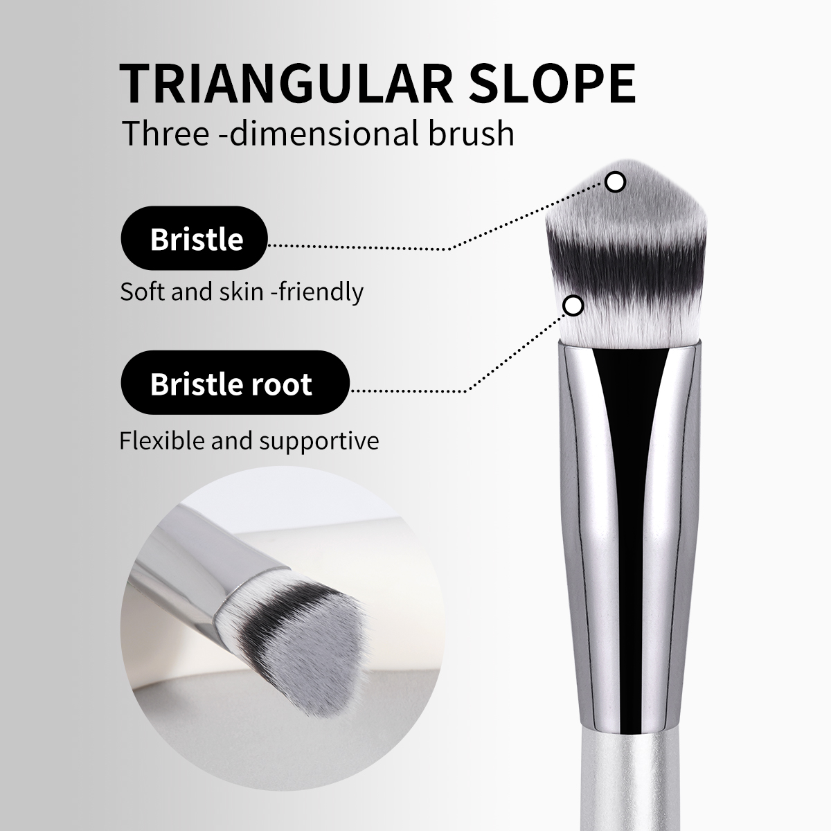 MAANGE Professional Single Makeup Brush Set 1pcs Brush Custom logo Triangular Bevel Brush Luxury Professional Makeup Brush Set - 图片 4