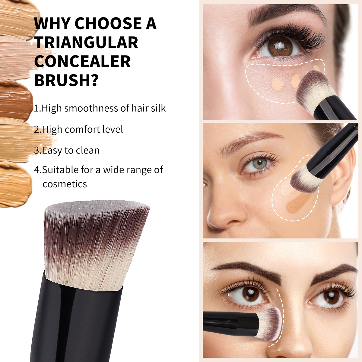 MAANGE 2pcs Concealer Brush Best Foundation Brushes Liquid Custom logo Rivate Label Black Makeup Brush Set - 图片 6