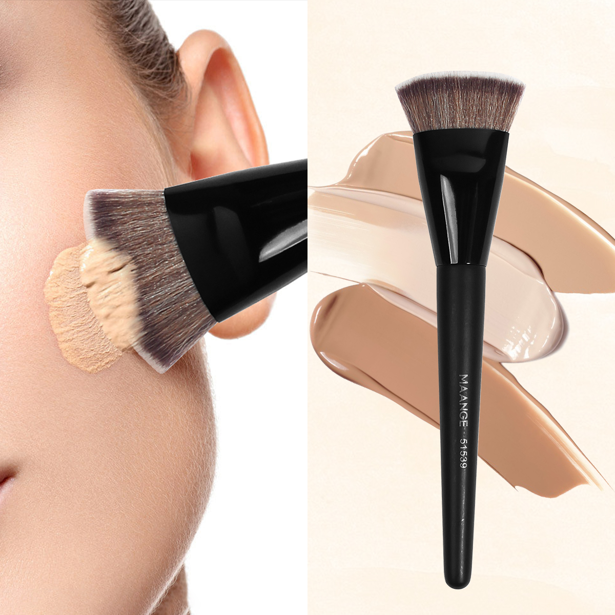 MAANGECustom OEM&ODM Private Label Flat Foundation Brush for Liquid Wholesale Vegan Soft Full Coverage Makeup Brush - 图片 4