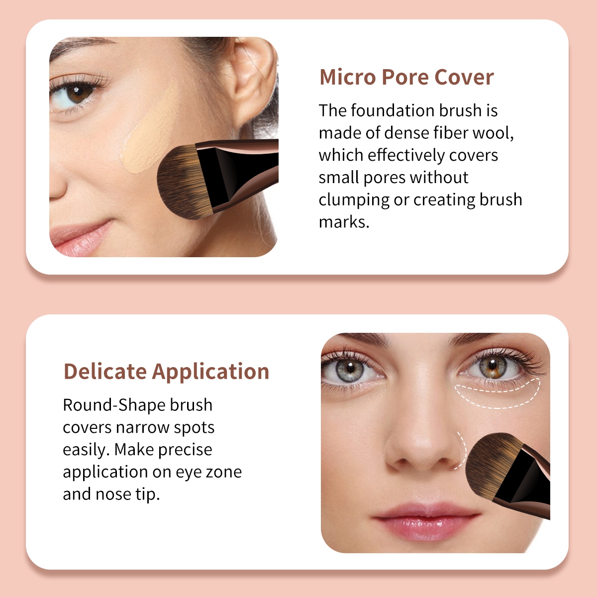MAANGE 3pcs Professional Makeup Brush Face Beauty Tools 3PCS Professional Foundation Brushes Applied Evenly Foundation Brushes - 图片 7