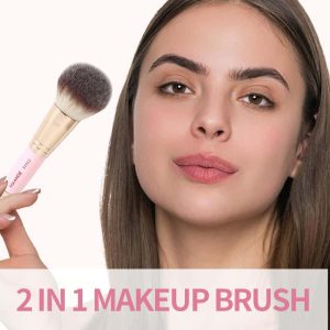 MAANGE Custom Logo 2Pcs Double-headed Loose Powder Blush Foundation Professional Makeup Brush Set - 图片 7