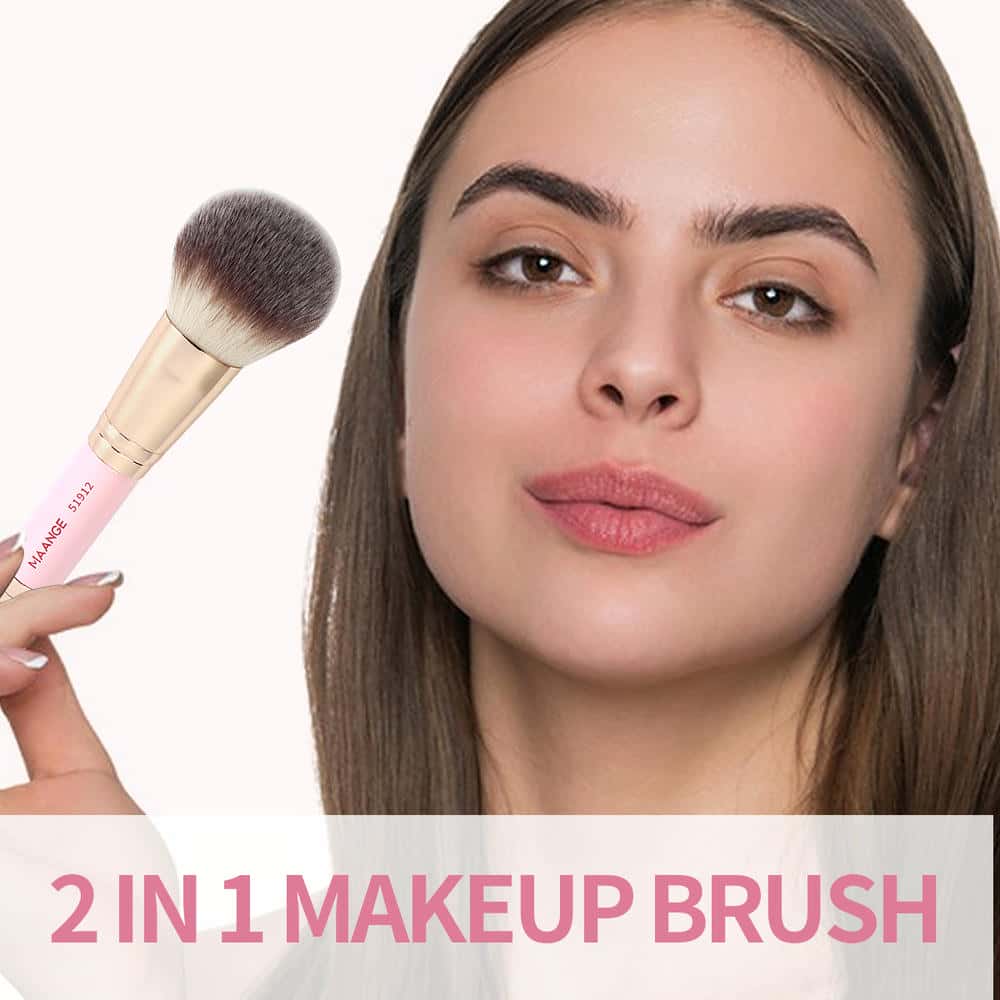 MAANGE Custom Logo 2Pcs Double-headed Loose Powder Blush Foundation Professional Makeup Brush Set - 图片 7