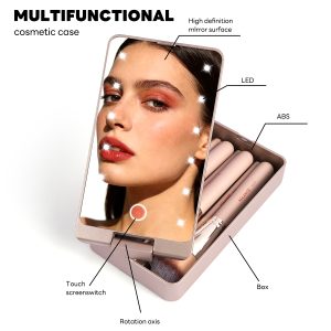 MAANGE Professional 7pcs Makeup Brush Set LED Mirror Storage Box Eyeshadow Foundation Blush Loose Powder Facial Makeup Brush Set - 图片 6