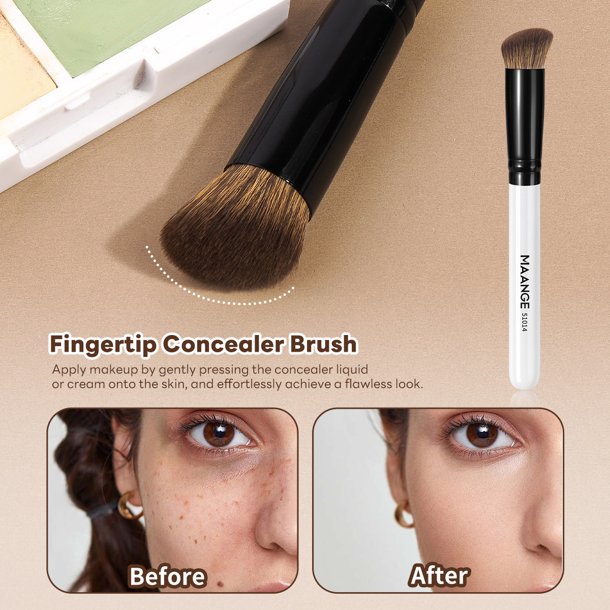 MAANGE Wholesale 3pcs Makeup Brush Custom OEM&ODM Foundation Brush Angled Concealer Brush Facial Makeup Brush - 图片 6