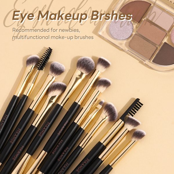 MAANGE Wholesale New Arrival 17pcs Gold Cosmetics Brush Set Travel Makeup Brushes Professional Makeup Brushes Set