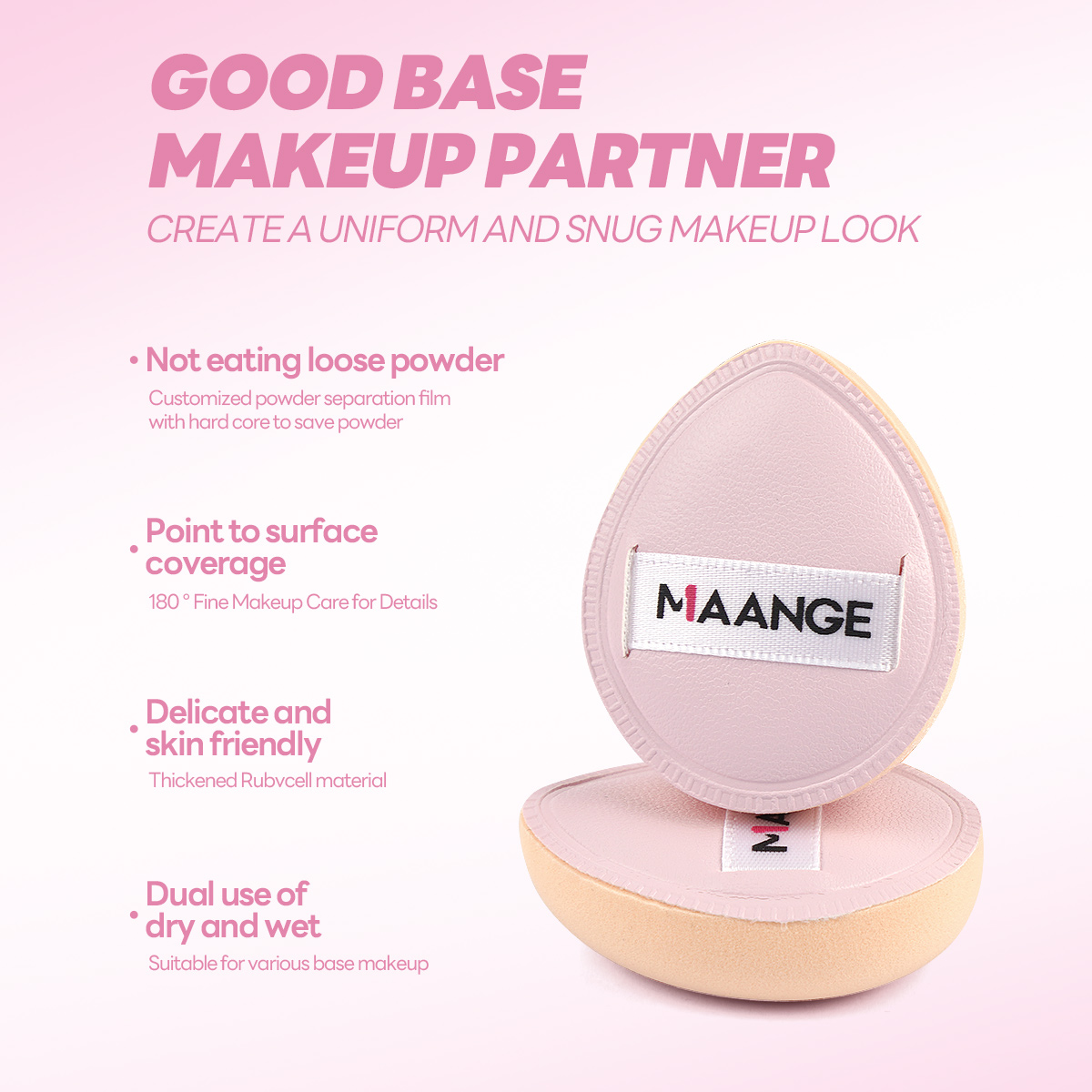 MAANGE Custom OEM&ODM 5PCS Makeup Brushes 5PCS Powder Puff Foundation Blush Loose Powder Facial Makeup Brush Set - 图片 6