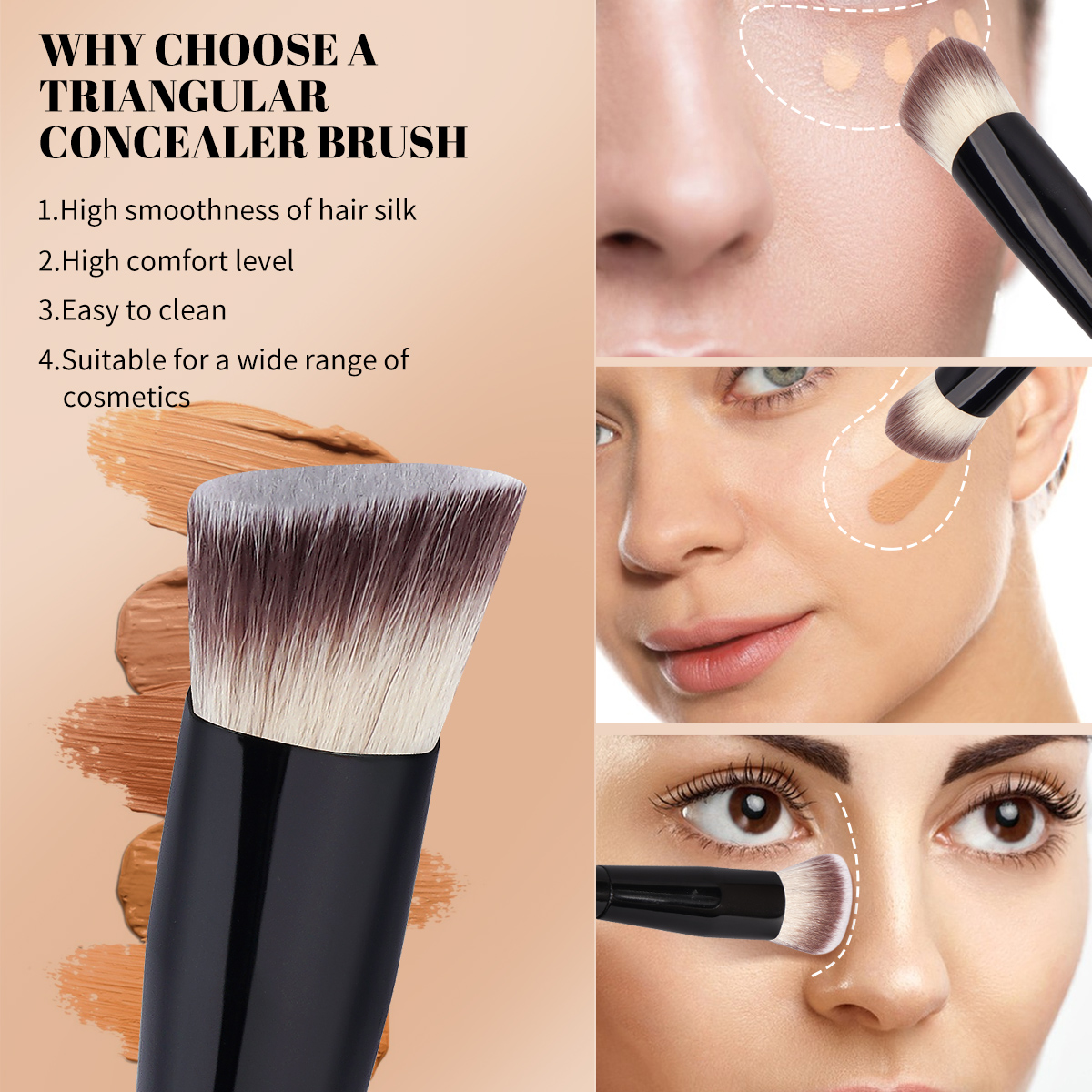 MAANGE 7pcs Synthetic Hair Makeup Brush Set Powder Brush Concealer Brush Customizable Facial Makeup Brush Set - 图片 5