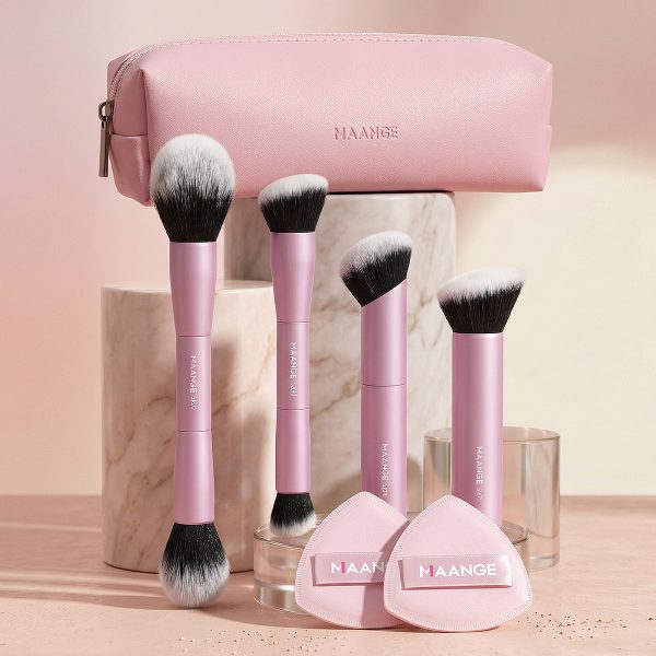 Maange Professional 4pcs Makeup Brush 2pcs Powder Puff Foundation Blush Loose Powder Wholesale Custom OEM&OEM Makeup Brushes Set