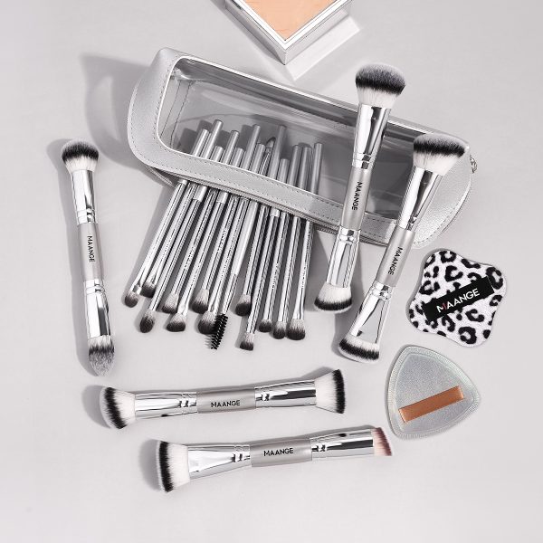 MAANGE Professional Makeup Set 18pcs Powder Puff 2 Eyeliner Eyebrow Foundation Concealer Face Brushes Makeup Brush