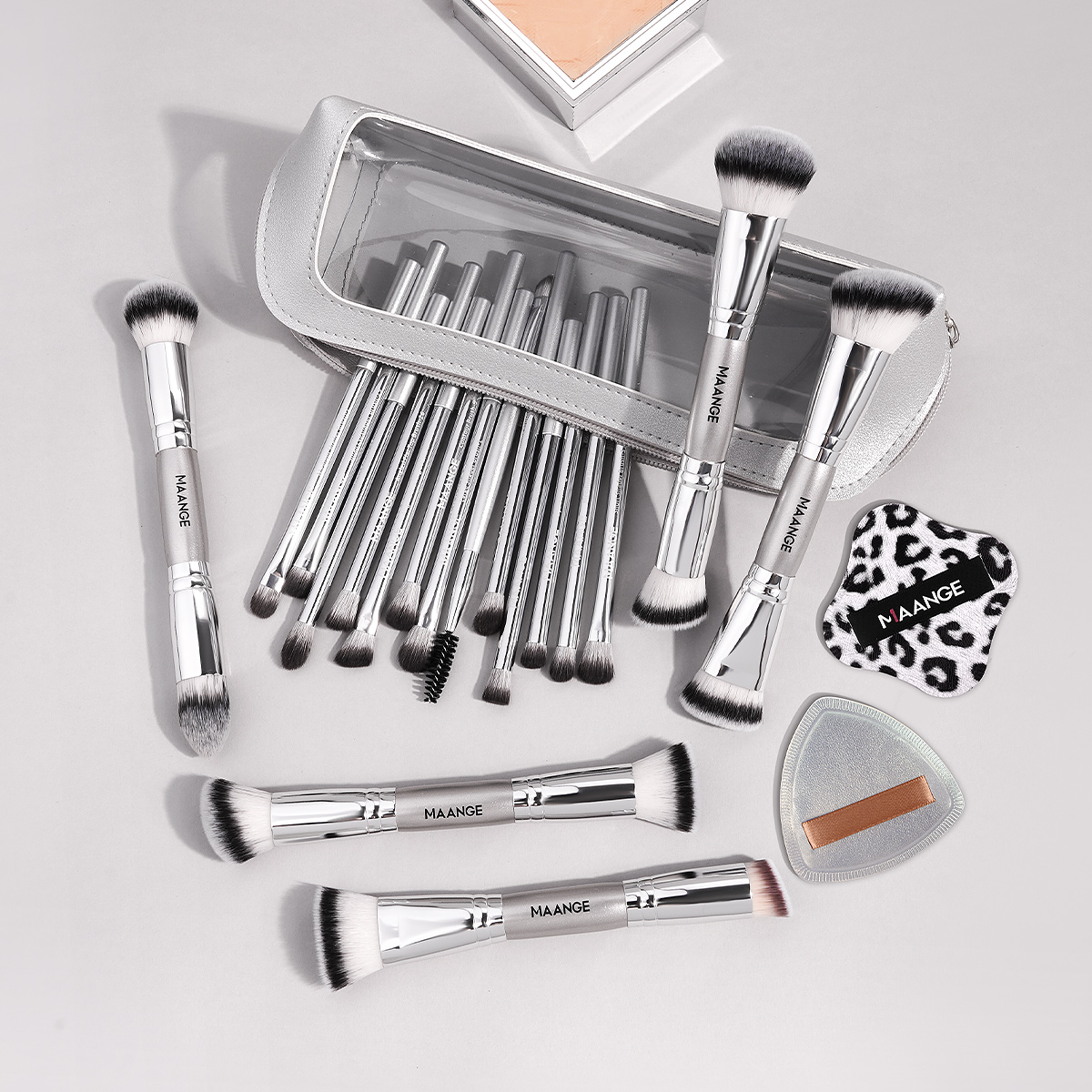 MAANGE Professional Makeup Set 18pcs Powder Puff 2 Eyeliner Eyebrow Foundation Concealer Face Brushes Makeup Brush - 图片 2