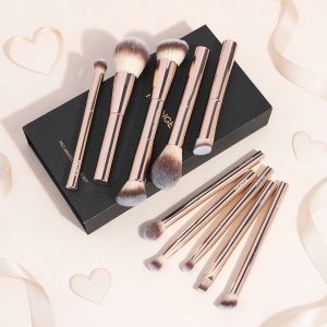 MAANGE Custom 10pcs Makeup Brushes Private Label Cosmetic Brush Luxury Vegan Nylon Professional Facial Makeup Brushes Kit