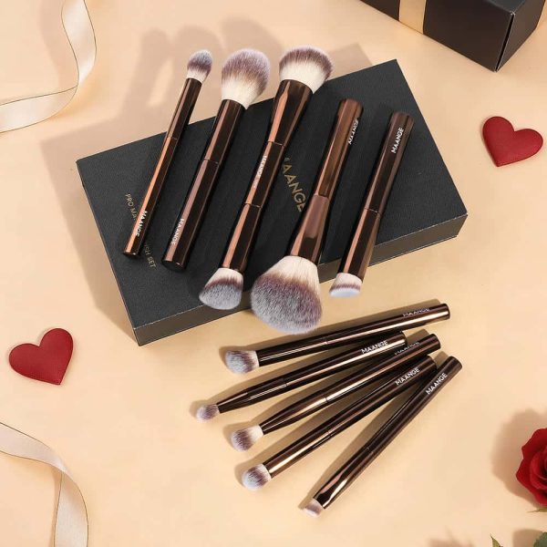 MAANGE Wholesale Custom OEM&ODM 10pcs Makeup Brush Synthetic High Quality Private Label Travel Professional Makeup Brush Set