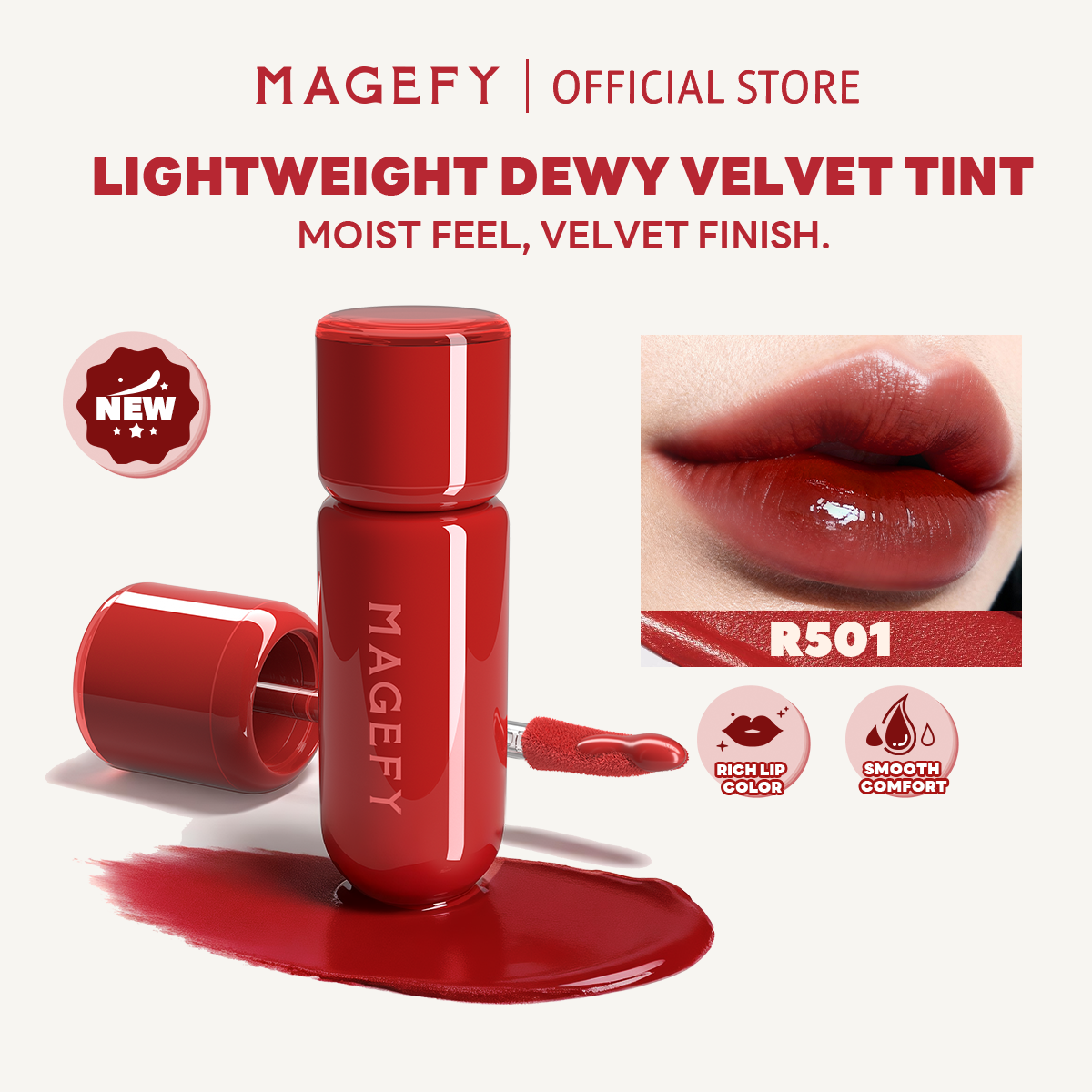 MAGEFY Wholesale New Arrival Lightweight Velvet Lip Gloss Dual-Effect Moisturizing Hydrating Treatment Liquid Lipstick Lip Gloss - 图片 2