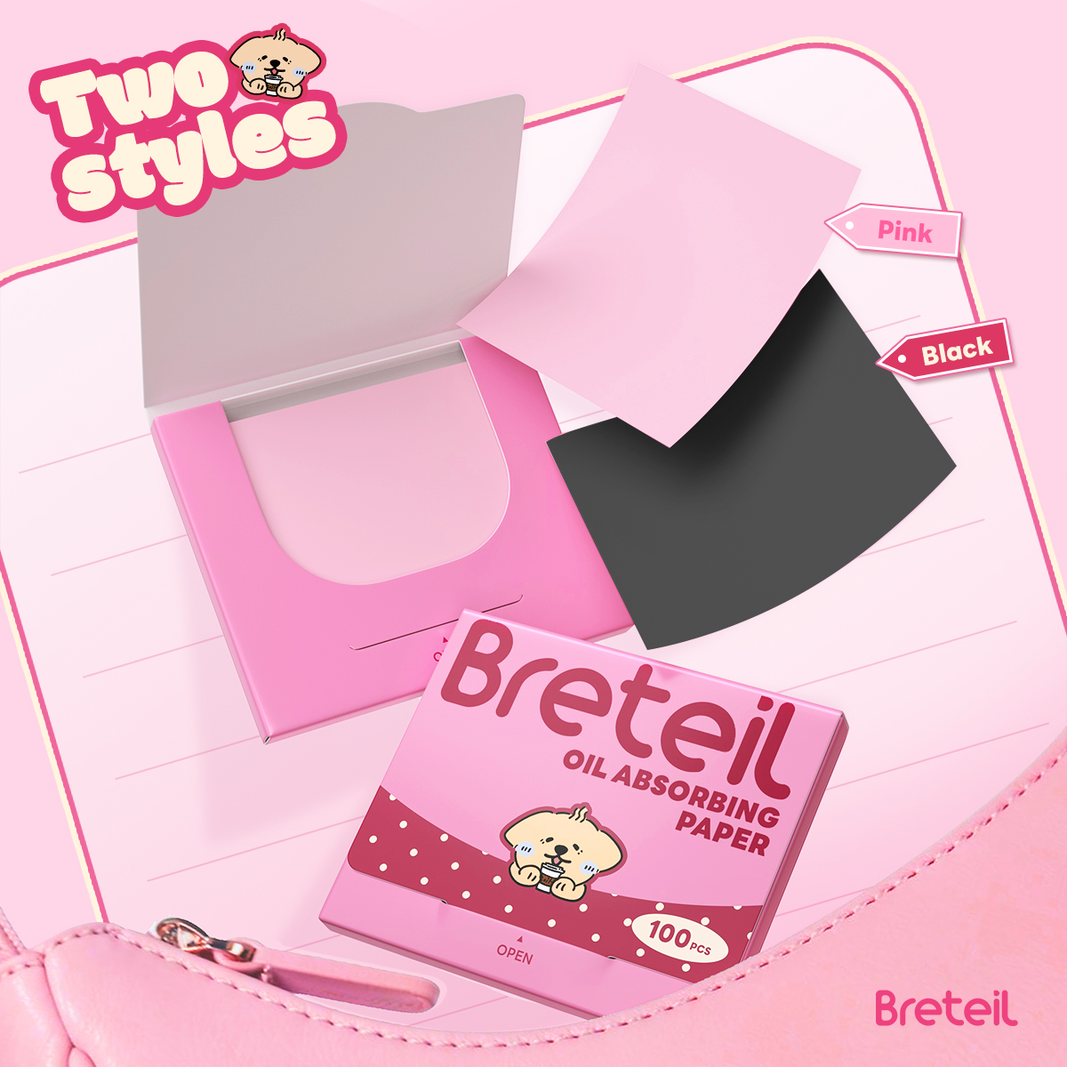 Breteil New Wholesale Facial Oil-absorbing Sheets Long-lasting Oil Control Makeup-resistant Portable Facial Oil-absorbing Sheets - 图片 1