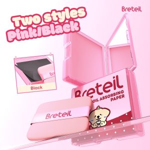 Breteil New Arrival Wholesale  Long-lasting Oil Control Prevent Makeup Smudging Portable Face Mirror case Oil-absorbing Paper