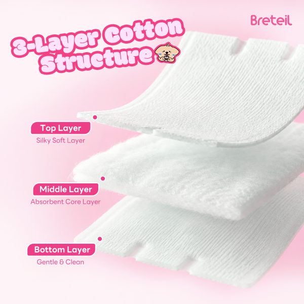 Breteil New Arrival Thick Cotton Pads  Silky Soft Deep Cleansing Multi-Use As a Wet Compress Pad Dry Wet Use Makeup Remover Pad