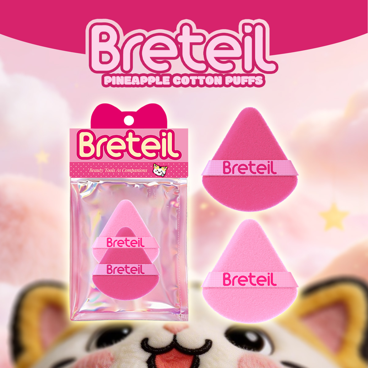 Breteil Wholesale Powder Puff Loose Sponge Washable Powder Powder Cosmetic Soft Cotton Puff Triangle-shaped Powder Puff - 图片 1