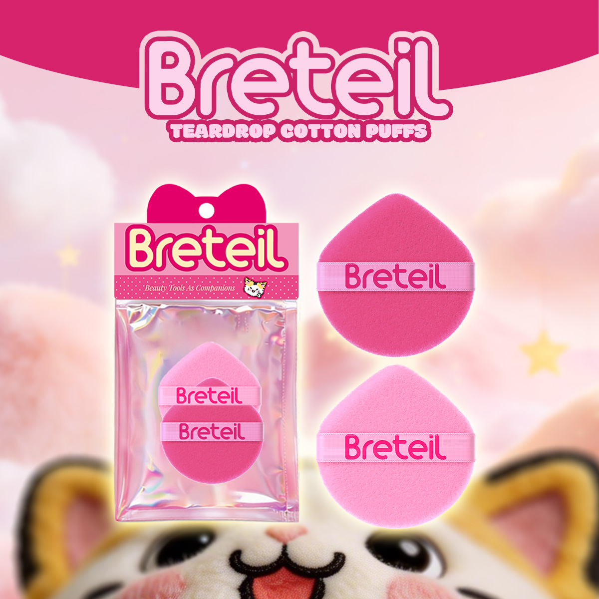 Breteil Wholesale Powder Puff Loose Sponge Washable Powder Powder Cosmetic Soft Cotton Puff Teardrop-shaped Powder Puff - 图片 1