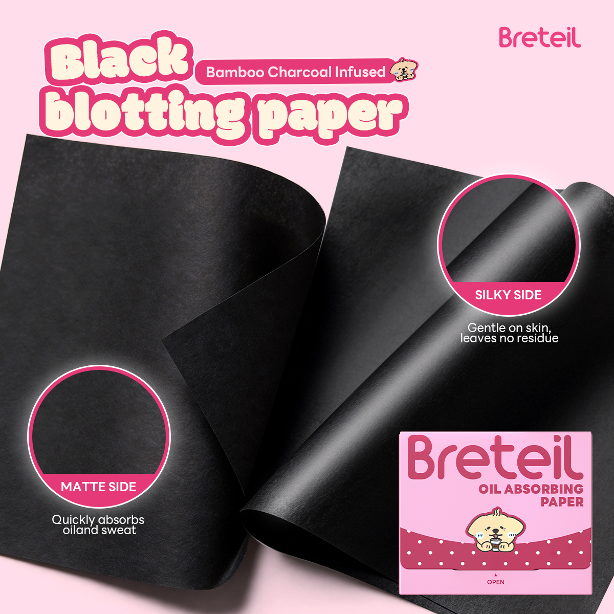 Breteil New Wholesale Facial Oil-absorbing Sheets Long-lasting Oil Control Makeup-resistant Portable Facial Oil-absorbing Sheets - 图片 2