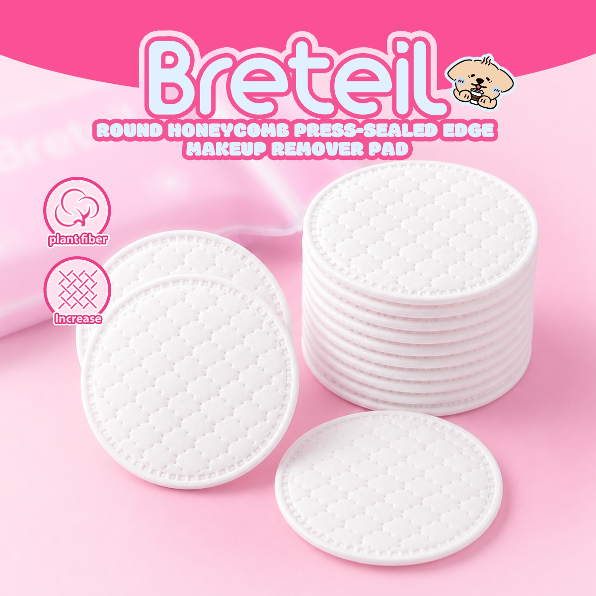 Breteil Wholesale Makeup Remover Pads Wet Compress Pads Cosmetic Pads 2-in-1 Makeup Remover and Skincare Pads - 图片 2
