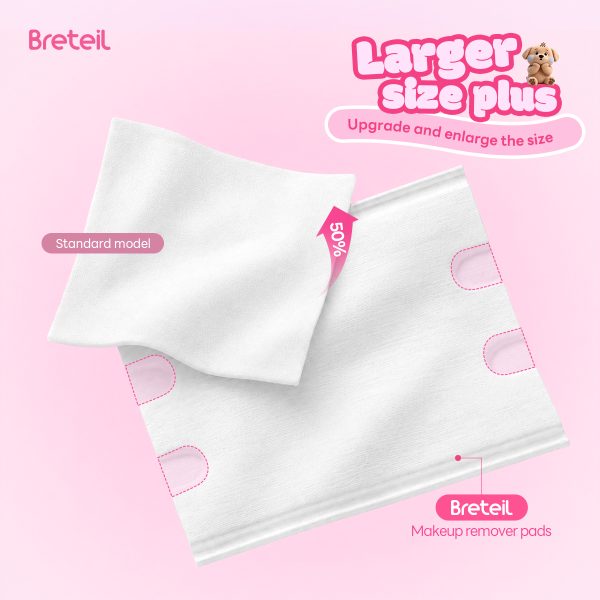 Breteil New Arrival Thick Cotton Pads  Silky Soft Deep Cleansing Multi-Use As a Wet Compress Pad Dry Wet Use Makeup Remover Pad