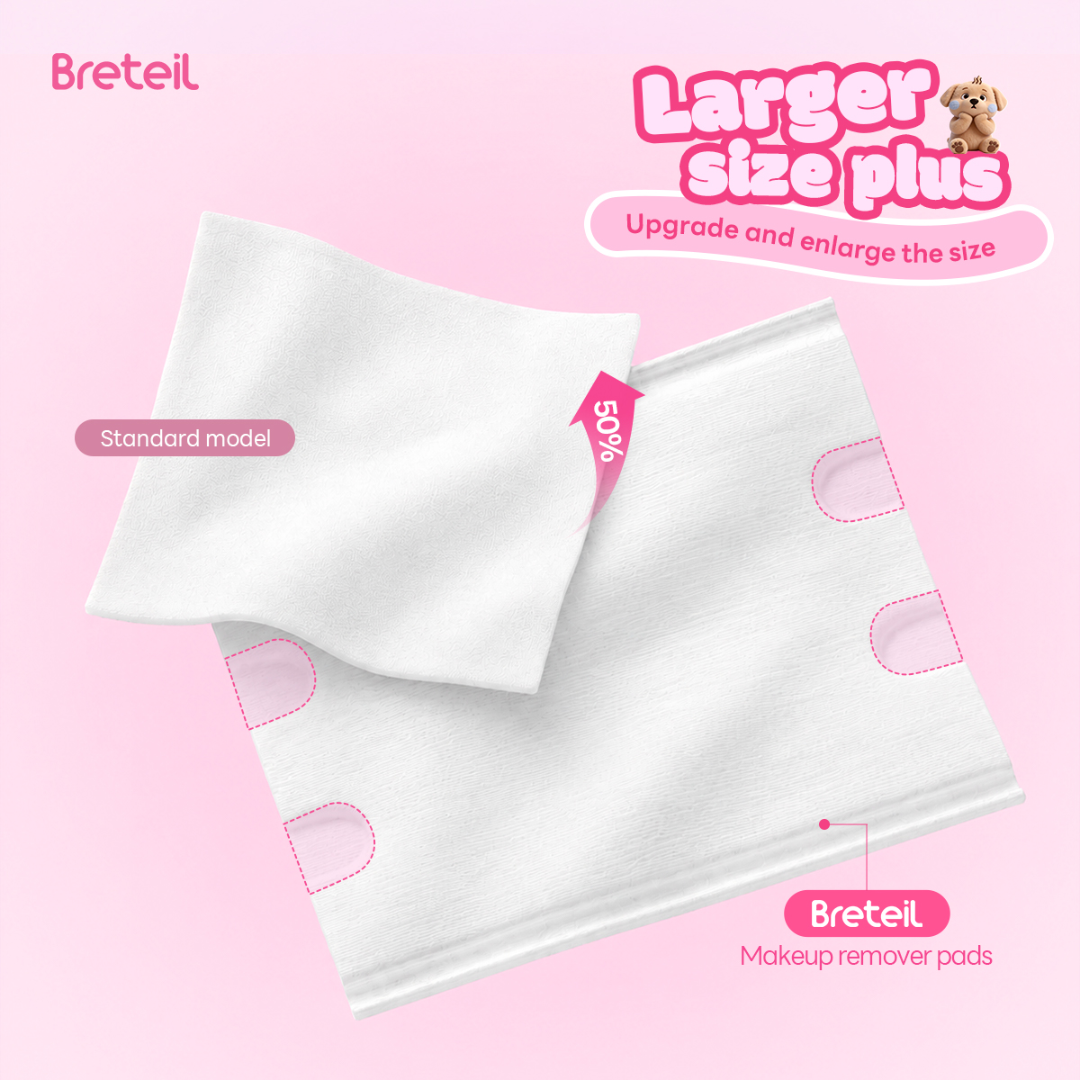 Breteil New Arrival Thick Cotton Pads  Silky Soft Deep Cleansing Multi-Use As a Wet Compress Pad Dry Wet Use Makeup Remover Pad - 图片 3