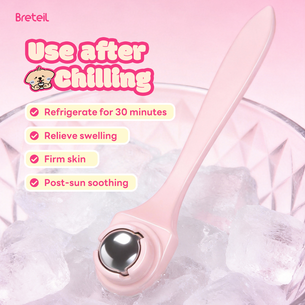Breteil Skincare Ice Therapy Device Facial Soothing Lifting Anti-Wrinkle Cold Therapy Ice Stick Facial Eye Massage Roller - 图片 5