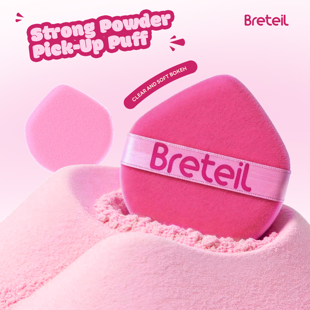 Breteil Wholesale Powder Puff Loose Sponge Powder Cosmetic Soft Cotton Puff Teardrop-shaped Triangle-shaped Powder Puff - 图片 2