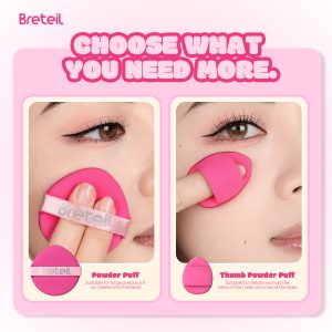 Breteil Wholesale  9PCS Powder Puff Loose Sponge Washable Soft Cotton Puff Teardrop-shaped 9PCS Double-sided Powder Puff - 图片 4