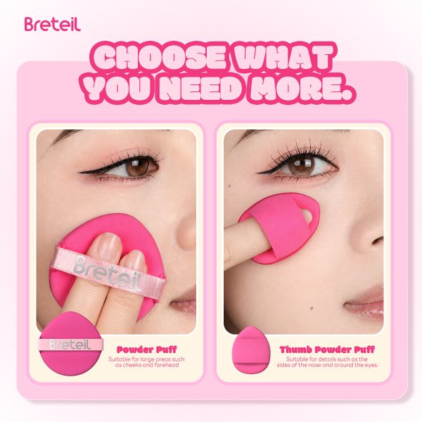 Breteil Wholesale  9PCS Powder Puff Loose Sponge Washable Soft Cotton Puff Teardrop-shaped 9PCS Double-sided Powder Puff