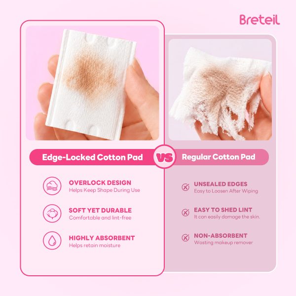Breteil New Arrival Thick Cotton Pads  Silky Soft Deep Cleansing Multi-Use As a Wet Compress Pad Dry Wet Use Makeup Remover Pad