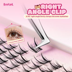 Breteil  High-quality False Eyelash Holder Curved Tweezers Perfect Closure Lightweight False Eyelash Curler Tools - 图片 5