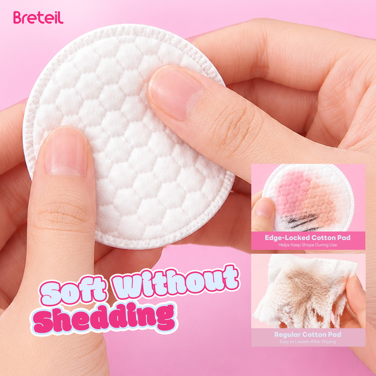 Breteil Wholesale Makeup Remover Pads Wet Compress Pads Cosmetic Pads 2-in-1 Makeup Remover and Skincare Pads - 图片 5