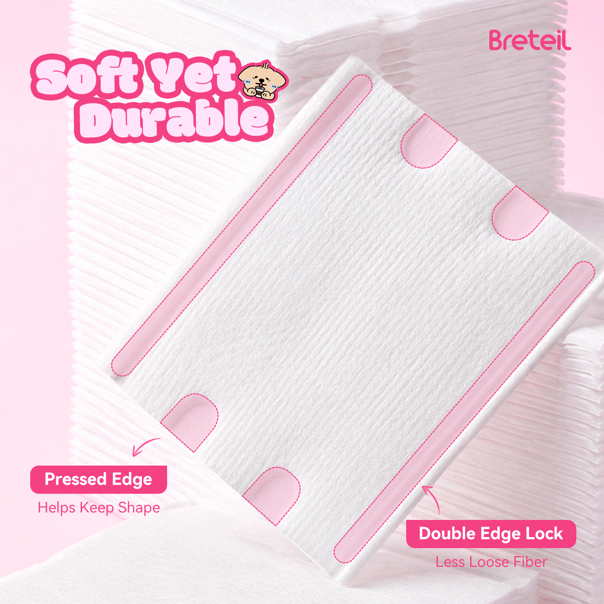 Breteil New Arrival Thick Cotton Pads  Silky Soft Deep Cleansing Multi-Use As a Wet Compress Pad Dry Wet Use Makeup Remover Pad - 图片 6