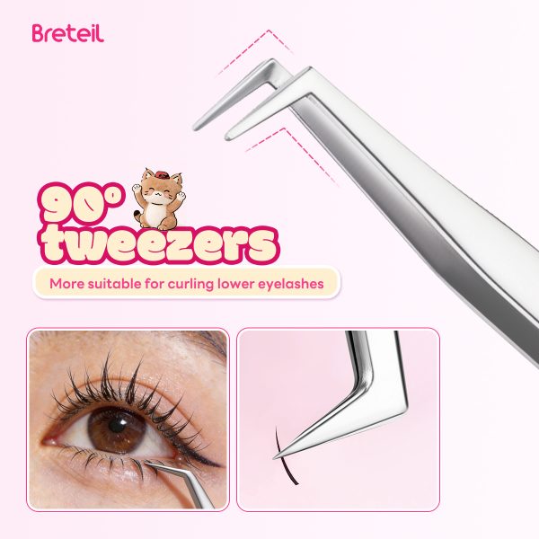 Breteil  High-quality False Eyelash Holder Curved Tweezers Perfect Closure Lightweight False Eyelash Curler Tools