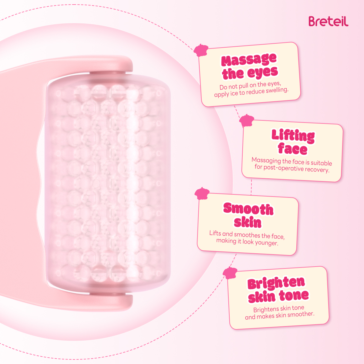 Breteil Skincare Ice Therapy Device Facial Soothing Lifting Anti-Wrinkle Cold Therapy Ice Stick Facial Massage Roller - 图片 5