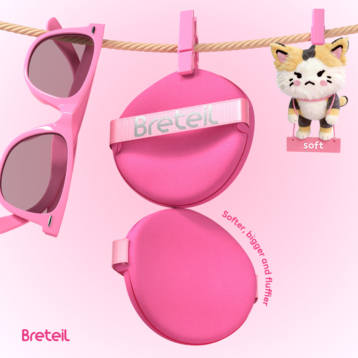 Breteil Wholesale  9PCS Powder Puff Loose Sponge Washable Soft Cotton Puff Teardrop-shaped 9PCS Double-sided Powder Puff - 图片 6