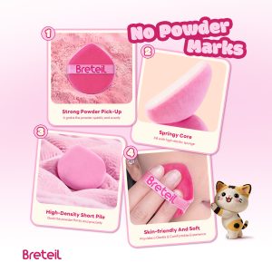 Breteil Wholesale Powder Puff Loose Sponge Washable Powder Powder Cosmetic Soft Cotton Puff Teardrop-shaped Powder Puff - 图片 5