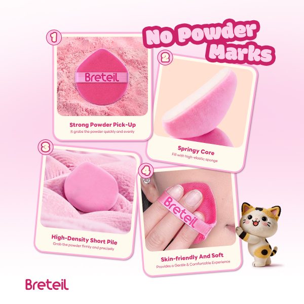 Breteil Wholesale Powder Puff Loose Sponge Washable Powder Powder Cosmetic Soft Cotton Puff Teardrop-shaped Powder Puff