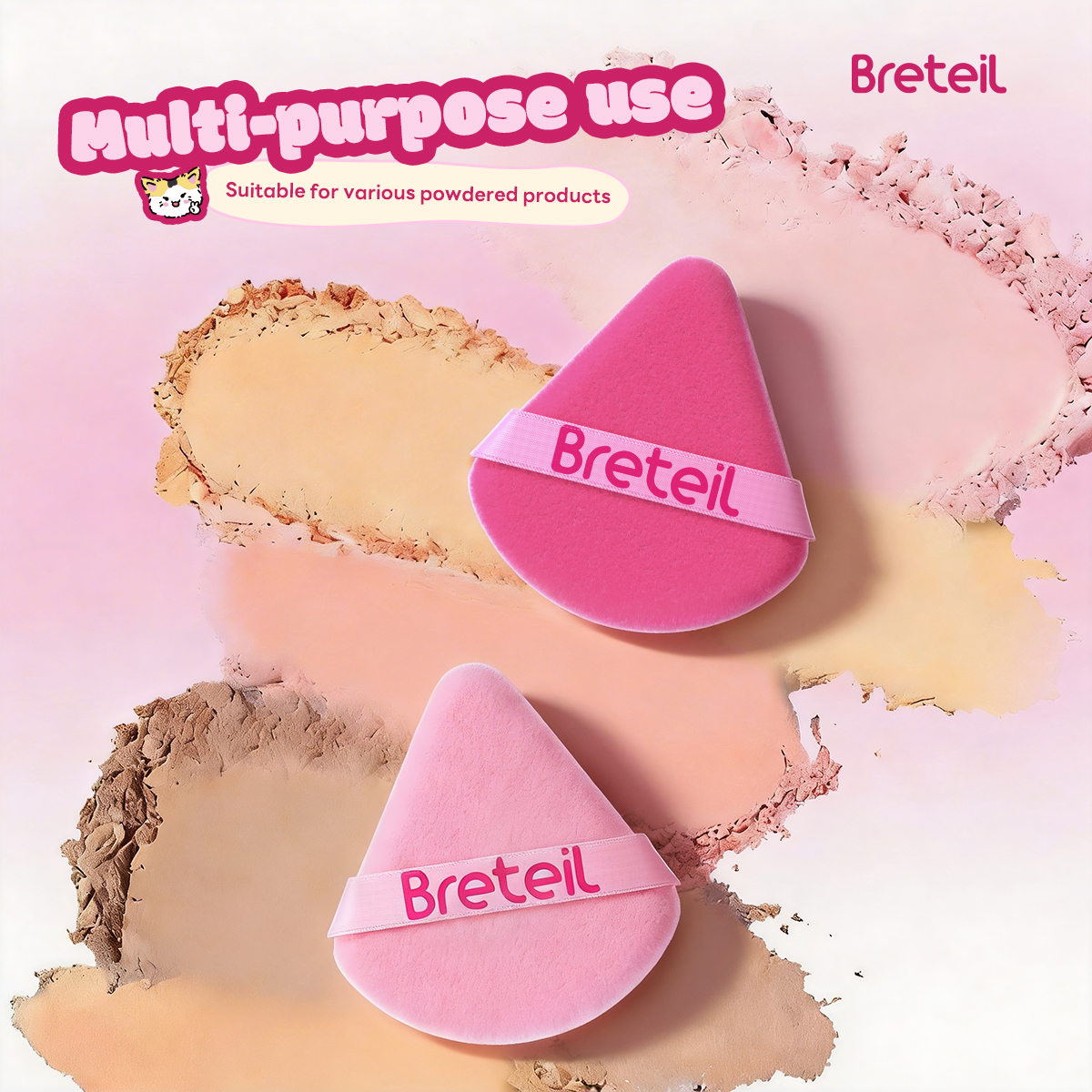 Breteil Wholesale Powder Puff Loose Sponge Washable Powder Powder Cosmetic Soft Cotton Puff Triangle-shaped Powder Puff - 图片 5