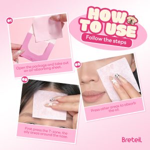 Breteil New Wholesale Facial Oil-absorbing Sheets Long-lasting Oil Control Makeup-resistant Portable Facial Oil-absorbing Sheets - 图片 6