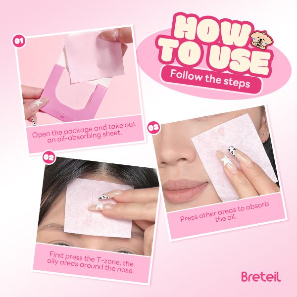 Breteil New Wholesale Facial Oil-absorbing Sheets Long-lasting Oil Control Makeup-resistant Portable Facial Oil-absorbing Sheets