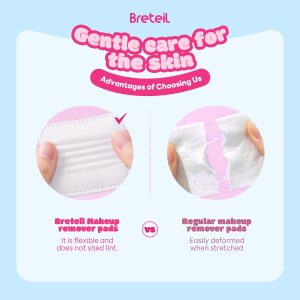 Breteil Wholesale Thick Cotton Pads  Silky Soft Deep Cleansing Multi-Use As a Wet Compress Pad Dry Wet Use Makeup Remover Pad - 图片 5