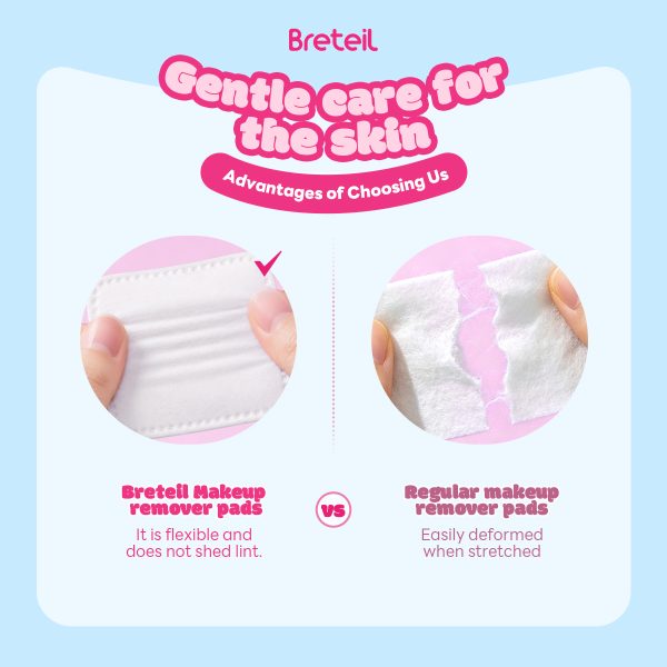 Breteil Wholesale Thick Cotton Pads  Silky Soft Deep Cleansing Multi-Use As a Wet Compress Pad Dry Wet Use Makeup Remover Pad