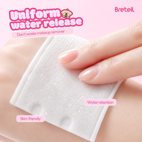 Breteil New Arrival Thick Cotton Pads  Silky Soft Deep Cleansing Multi-Use As a Wet Compress Pad Dry Wet Use Makeup Remover Pad